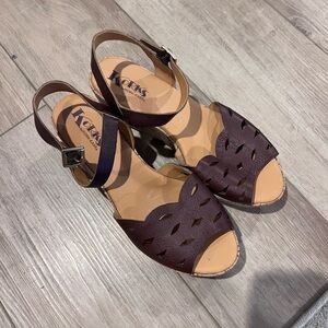 Korks Kork-Ease Jonelle Brown Leather Wedge Sandals
